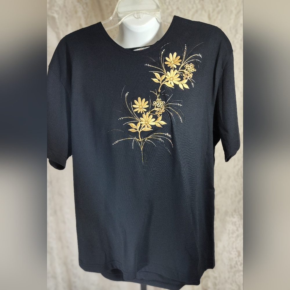 The Way Black Top With Gold Embroidery